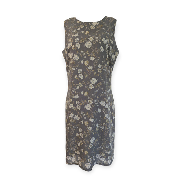 Moody Gray Floral Shift Dress ~ Cottage romantic y2k 90s - Picture 1 of 8